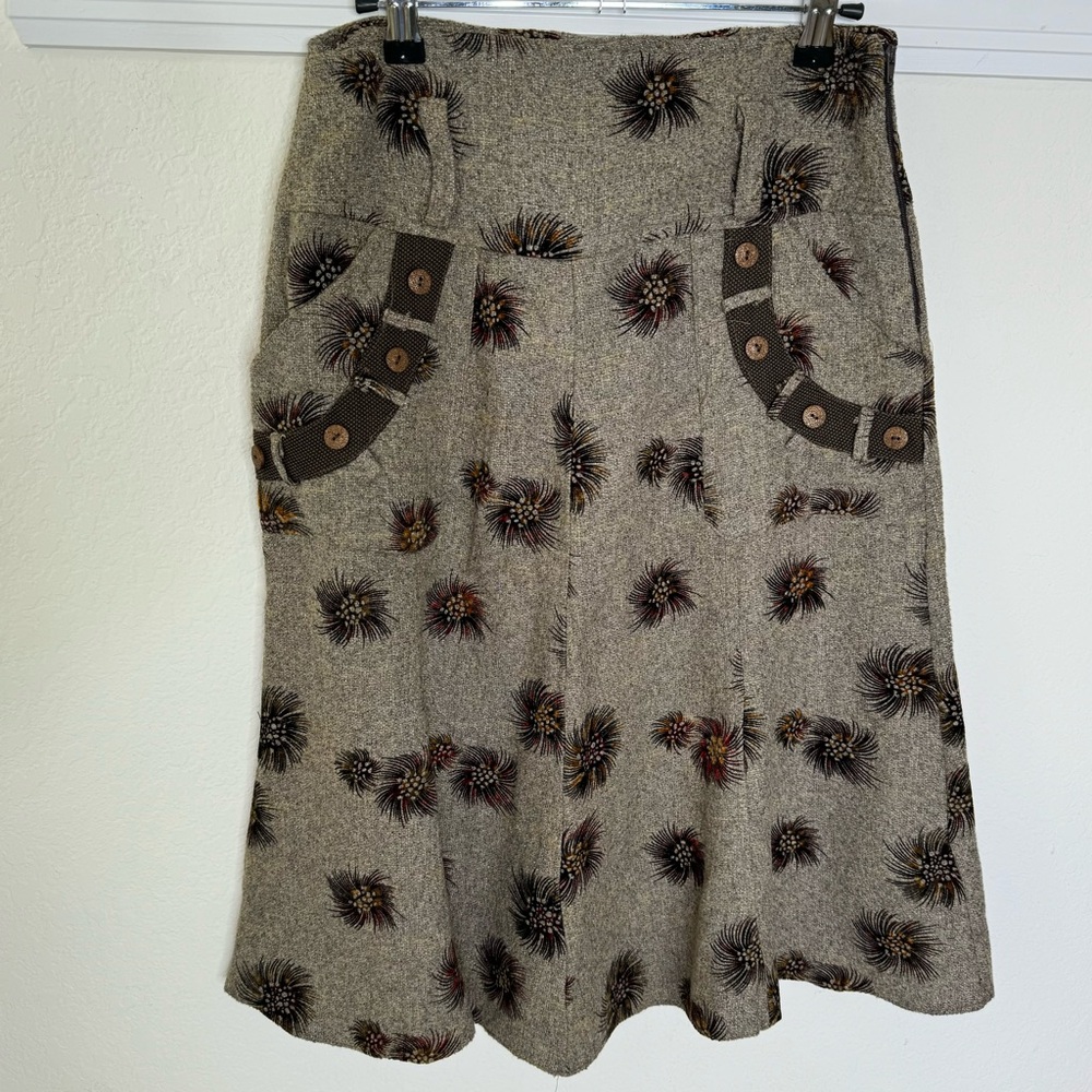 Vintage Mocha Boho Bershka Retro Tweed 70s style skirt